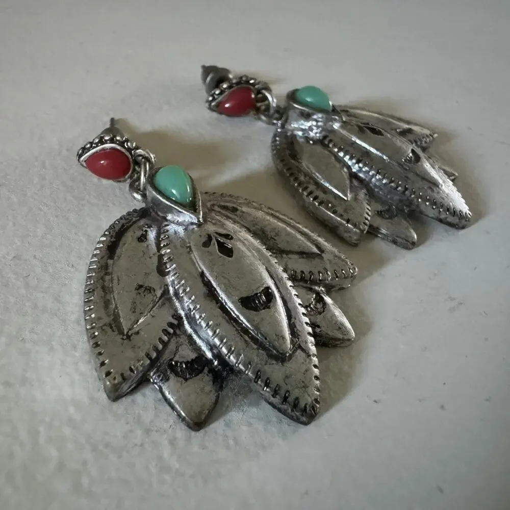Silver Earrings With Bead Accents
